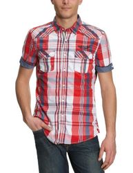 edc by ESPRIT - Q35951 - korta ärmar - casual skjorta - herr, Röd-tr-ce-20, M