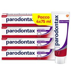Parodontax Ultra Clean Dentifricio che Aiuta a Ridurre e Prevenire il Sanguinamento Gengivale e Mantenere Denti Forti e Alito Fresco, 4x75 ml