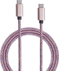 Kabel, geweven, type C/C, 2 m, 3 A, roze