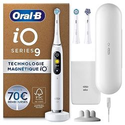 Oral-B iO 9 Brosse à Dents Électrique Blanche, 3 Brossettes, 1 Étui de Voyage Chargeur