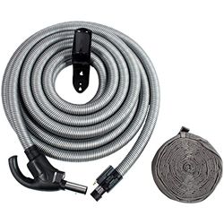 Cen-Tec Systems 97239 Central Vacuum Direct Connect Electric Flush Handle, Quilted Hanger, Silver, 35 Ft. DC Hose with Hose Sock