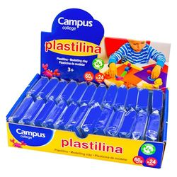 Campus - Kit de Plastilina de Colores para Modelar, 24 Barras Sin Gluten, Estuche con 24 Pastillas para Manualidades Escolares (60g - Azul Oscuro)