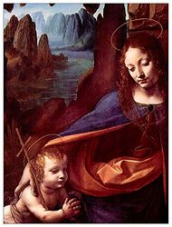 ArtPlaza TW93246 Da Vinci Leonardo Madonna in the rock cave detail Decorative Panel, Wood MDF, Multicolour, 60x80 Cm