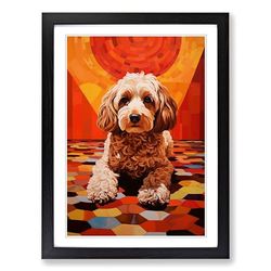 Cockapoo Art Deco Framed Wall Art Print, Ready to Hang Picture for Living Room Bedroom Home Office, Black A2 (48 x 66 cm)
