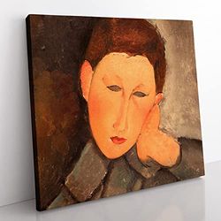Boy by Amedeo Modigliani Classic Painting Canvas Wall Art Print Ready to Hang, Framed Picture for Living Room Bedroom Home Office Décor, 35x35 cm (14x14 Inch)