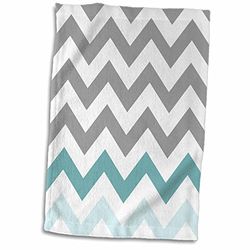 3dRose "Grey Chevron with Mint Turquoise Zig Zag Accent Grey Zigzag Pattern Towel, Polyester/Cotton, Multi-Colour, 15 x 22-Inch