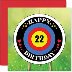 Fun 22nd Birthday Cards for Men Woman - Target Age - Happy Birthday Card for Son Daughter Brother Sister Grandson Granddaughter Niece Nephew Uncle, 145mm Greeting Cards, Playful Card