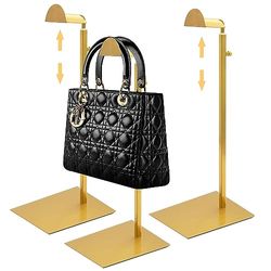Royxen 3 Pack Handtas Rack Roestvrij Staal met Verstelbare Hoogte, Portemonnee Display Stand Goud