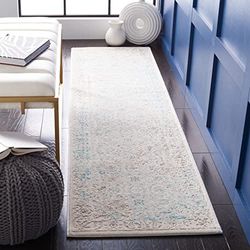 Safavieh Frances Rug Tapis de Couloir en polypropylène tissé Turquoise/Ivoire 62 x 240 cm