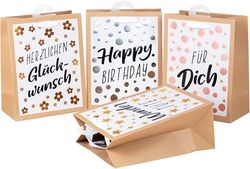HEKU Premium Gift Bags "Nature Trend 2" with Hotfoil Finish, Pack of 4, 23 x 18 x 10 cm, with Loving Sayings, Environmentally Friendly and Reusable