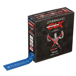 THERABAND CLX Banda de resistencia sin látex, Pilates, gimnasio en casa, HIIT, terapia física, equipo de rehabilitación y fitness, 22 metros, azul, extra pesado