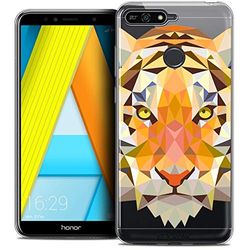 CASEINK Beschermhoes voor Huawei Honor 7A (5.7) Beschermhoes [Crystal Gel HD Polygon Series Animal - Zacht, Ultradun, Bedrukt in Frankrijk] Tijger