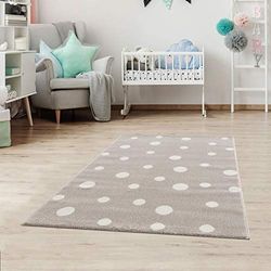Jimri Tappeto per bambini Dots con pois - Tappeto per la camera dei bambini - Tappeti per la camera dei bambini (beige, 160 x 230 cm)