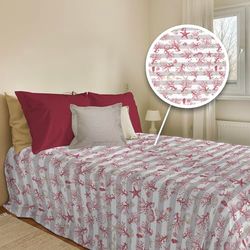 PENSIERI DELICATI Sprei 170 x 280 cm, eenpersoonsbed, 100% piqué-katoen, ideaal als sprei voor eenpersoonsbed, motief: marine met rode strepen, 100% Made in Italy