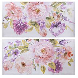 DRW Set van 2 foto's canvas en hout rechthoekig met bloemen 120 x 3,5 x 60 cm