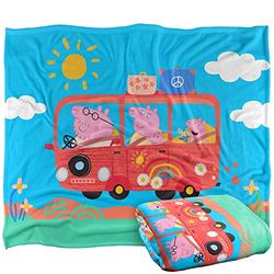 LOGOVISION Peppa Pig - Manta Infantil de Tacto Sedoso, 152 x 127 cm, Viaje por Carretera con la Familia