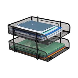 Mind Reader Network Collection, 2-Tier Paper Tray, Letter Size, Stackable, File and Document Holder, Desktop Organizer, Metal Mesh, Black