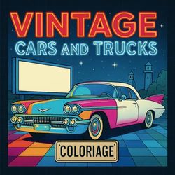 Vintage Cars and Trucks: Classic sports cars and hot rods for adults and children (Car coloring books)