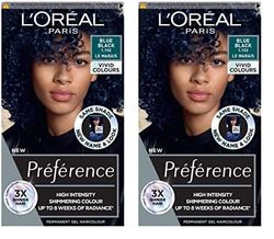 L'Oréal Paris Permanent Hair Colour, Long-Lasting Shine and Intense Colour, For up to 8 Weeks, Preference Vivids (Colorista), Blue Black 1.102, x2 pack