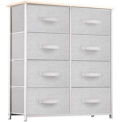 YITAHOME Commode met laden, kast met 8 laden van stof, opbergcommode, industriële stijl voor slaapkamer, woonkamer, kinderkamer, hal, opbergkast (lichtgrijs)