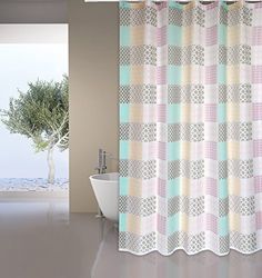MSV Shower Curtain, Bathroom Curtain, Multi-Colour, Unique Size