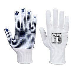 Portwest A110 Gant Polka Picots PVC Blanc/Bleu, L