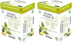 NUTRIGÉE - Infusion Minceur 10 Bio - Double Action - Brûle & Draine - Thé Vert, Café Vert, Guarana, Maté, Reine Des Prés, Bouleau, Frêne, Cassis, Chicorée - Concentrés Végétaux Solubles - 30 Sachets