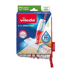 Vileda 1.2 Spray Max Panno Ricambio, Panno in microfibra riutilizzabile, Lavabile in lavatrice a 60°, Per tutti i tipi di pavimenti, Rimuove oltre il 99% di batteri e virus, Vileda Love It Clean