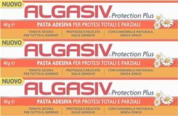 Algasiv Protection Plus Pasta Adesiva Per Protesi Totali E Parziali Con Camomilla Naturale, 40 g (3 Pack)