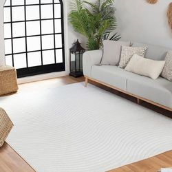 Surya Chicago Tapis Géométrique Scandinave - Tapis de Couloir, Salon, Salle à Manger, Chambre, Cuisine, Entrée - Tapis Design Boheme Chic, Berbere Moderne, Tapis Poil Court 80x150cm - Blanc