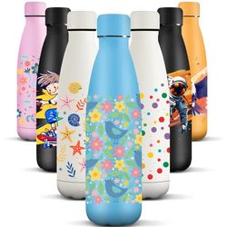 HoneyHolly 500 ml BPA-fri vattenflaska, termisk flaska, dubbelväggig, vattenflaska, läckagesäker, 18/8 rostfritt stål, vattenflaska för sport, skola, yoga