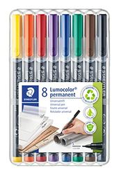 Staedtler Lumocolor 313 WP8 Universele pen, permanent, Staedtler Box met 8 kleuren, 0,4 mm
