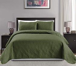 Mk Collection King/California King Over Size 298 cm x 276 cm 3 st diamantöverkast sängöverdrag präglad solid olivgrön