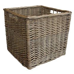 Red Hamper Square Wicker Storage Basket, Length 32 x Width 34 x Height 32cm
