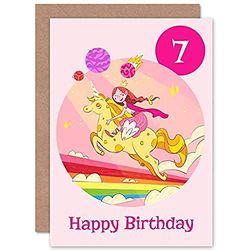 Wee Blue Coo Unicorn Princess Rainbow 7th Birthday Greeting Card With Envelope Blank Inside Premium Quality