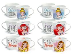 Home Disney Princess Jumbo-kopjes, porselein, 400 cc, voor meisjes, ontbijt, prinses, 6 stuks