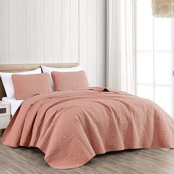 Chezmoi Collection Austin 3-delige oversized sprei sprei set (kingsize, zalm), polyester