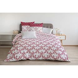 Home Linge Passion Dekbedovertrek, 3-delig, 100% katoen, 57 draden/cm², voor tweepersoonsbed, 220 x 240 cm, bordeaux, wit