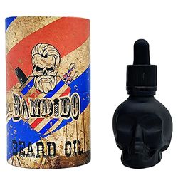 Bandido Barbershop Beard Oil 40 ml Aceite para el cuidado diario de la barba de 3 días a barba completa, aceite para el cuidado de la barba de los hombres, de alta calidad, color negro, calavera,