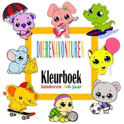 Dierenavonturen Kleurboek: Gemakkelijke kleurplaten met schattige dierentaferelen voor kinderen en beginners van 3-6 jaar