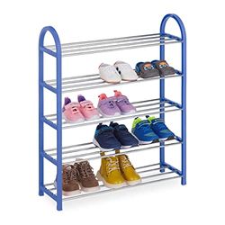Relaxdays Étagère à Chaussures, Enfants, 15 Paires, Pointure 30, Peu encombrant, Ouvert, léger, Rangement Couloir, Bleu