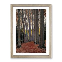Avenue Of Plane Trees By Santiago Rusinol Classic Painting Framed Wall Art Print, Ready to Hang Picture for Living Room Bedroom Home Office Décor, Oak A2 (64 x 46 cm)