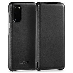 moVear smartphone case Flipside-Case S compatibel met Galaxy S20+ (Plus), glad zwart, met magnetische clips, EEN microvezeldoek
