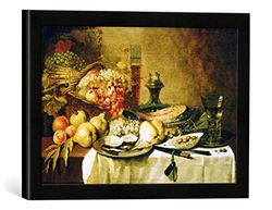 Ingelijste foto van Pieter Claesz "Still Life", kunstdruk in hoogwaardige handgemaakte fotolijst, 40x30 cm, zwart mat