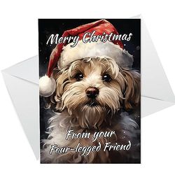 RED OCEAN Kerstkaart Van Hond Cockapoo Grappige Hond Wenskaart Cockapoo Kerstkaart Voor Mama Papa Hond Kerstkaarten