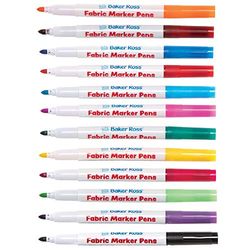Baker Ross AT481 Fabric Pens - Pack of 12, Assorted Selection of Markers for Cloth and Fabric for Kids Arts and Crafts, Multicolour