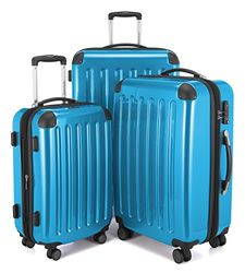 HAUPTSTADTKOFFER - Alex - Ensemble de 3 Valises Rigides Bleu cyan Brillant, TSA, (S, M & L), 235 litres