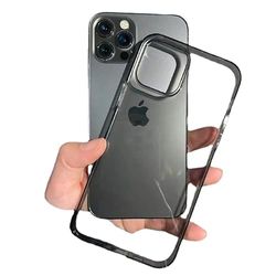 Beschermhoes voor iPhone 14 Pro Max, bescherming tegen vallen, vergeling en verbleken met dubbele beschermlaag, slank en transparant design, beschermhoes voor iPhone Crystal Clear, donkergrijs