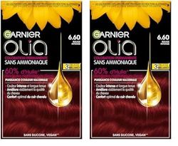 Garnier Coloration Permanente - Sans Ammoniaque - Aux Huiles Naturelles de Fleurs - Rouge Intense (6.60) - Olia Vivids (Lot de 2)