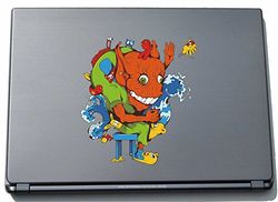 Laptopsticker laptopskin clm001 - Grappig klein monster - doodskop-schedel - 150 x 192 mm sticker